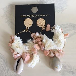 NY&Co shell gold hoop earrings